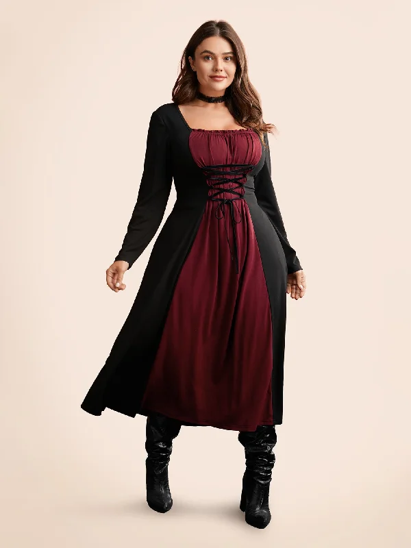 Plus size dresses with sleek fits elongate frames -Fashion sandals for special occasions -Plus size dresses for New Year’s Eve -Stretchy Knit Adjustable Tie Frill Trim Midi Dress