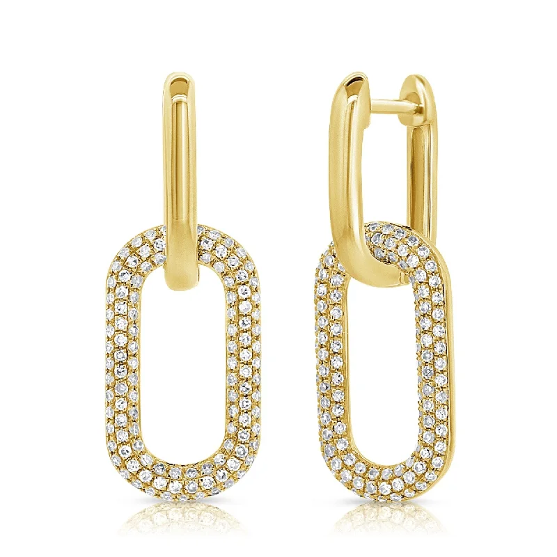 Drop Earrings with Animal Motifs -Joelle Collection Diamond Pave Link Dangle Earrings 2/3 cttw. 14K Gold