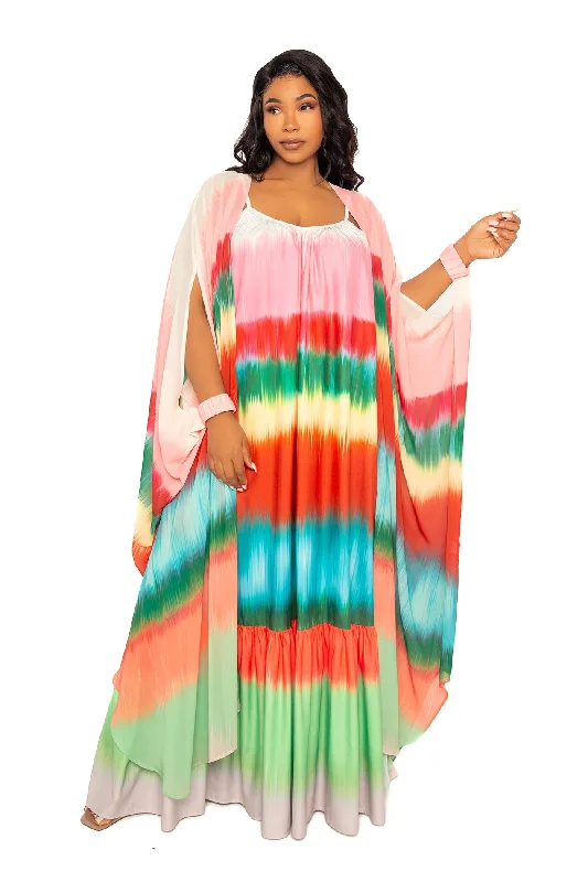 Plus size dresses with sturdy zippers stay secure -Elegant sandals for evening events -Plus size vintage dresses -Ombre Stripe Robe with Wrist Band