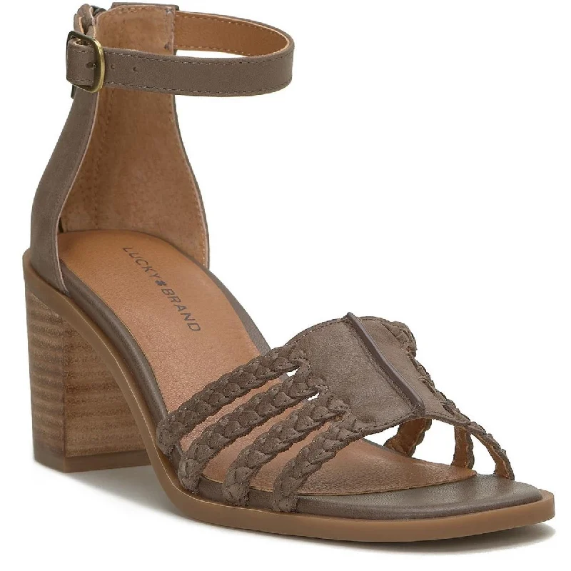 Fashionable sandals for women with fringe details and cushioned footbed for all-day wear-Lucky Brand Womens Tasmina Leather Ankle Strap Heels