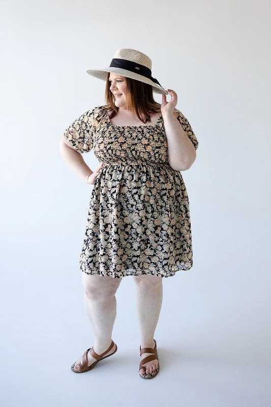 Plus size dresses with vibrant shades feel fun -Sandals with orthopedic support -Plus size dresses for athletic body -PUFF SLEEVE A-LINE FLORAL DRESS