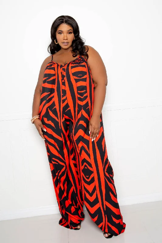 Plus size dresses featuring tie-dye patterns are quirky -Sandals with a wedge heel -Plus size dresses for birthday parties -Animal Print Flutter Hem Jumpsuit