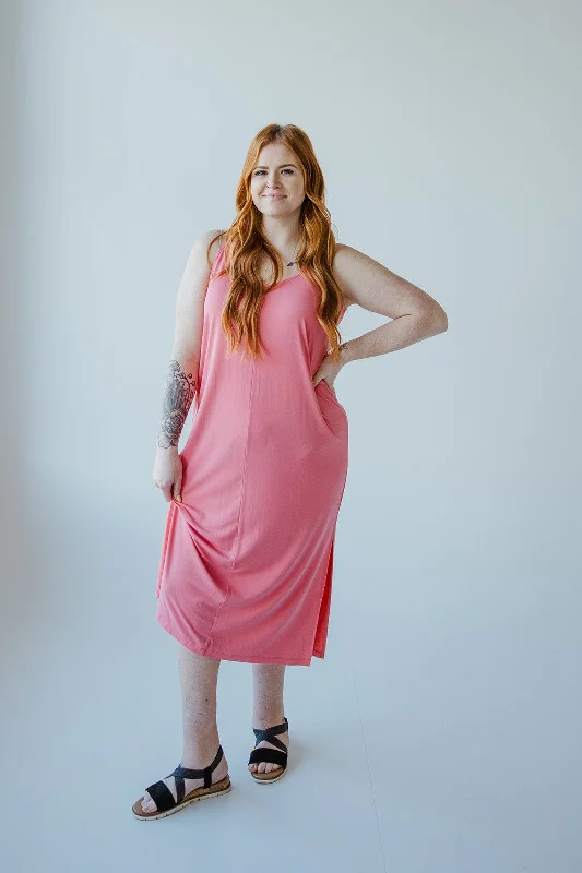 Plus size dresses featuring quilted textures add depth -Sandals for arch support and comfort -Plus size winter dresses -MIDI LENGTH SLIP DRESS IN CACTUS BLOSSOM