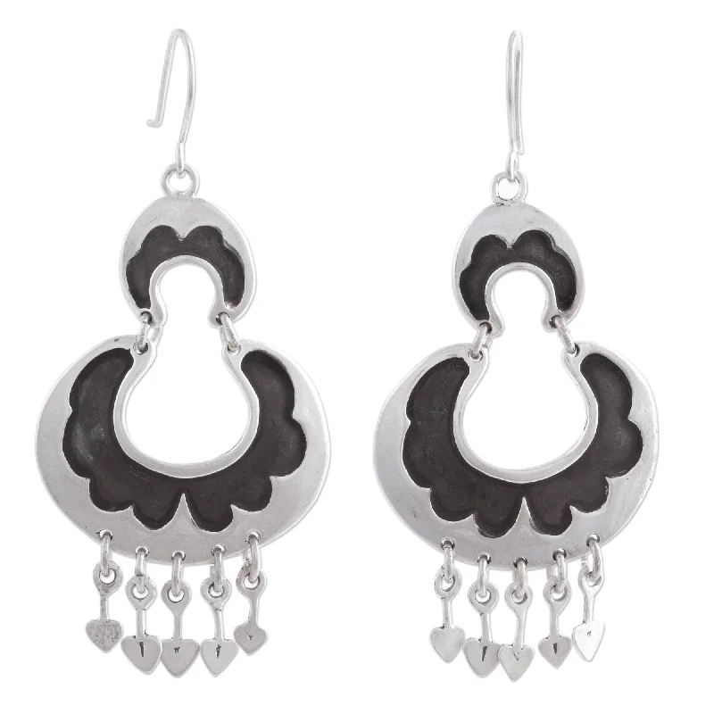 Drop Earrings for Work Attire -Novica Handmade Half Moons Sterling Silver Dangle Earrings