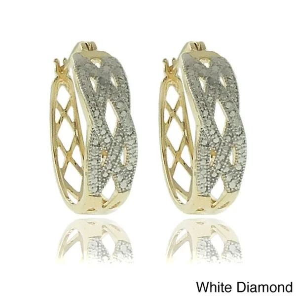 Adjustable Drop Earrings for Custom Fit -Finesque 18k Gold or Silver Overlay Diamond Accent Braided Hoop Earrings