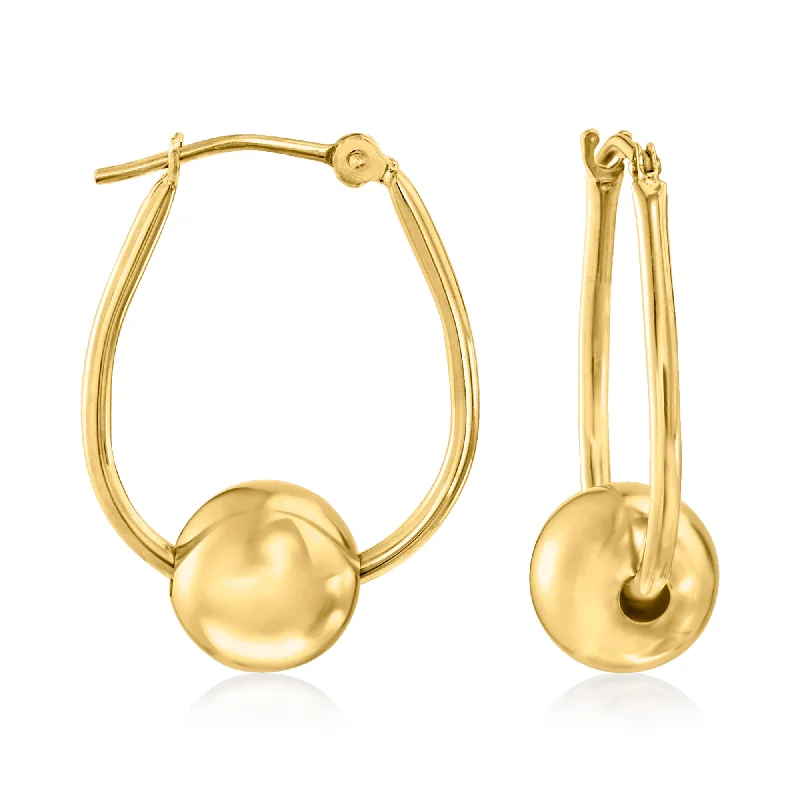 Hypoallergenic Drop Earrings for Sensitive -Ross-Simons 14kt Yellow Gold Bead Hoop Earrings