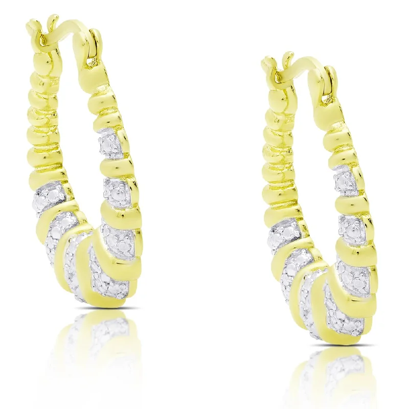 Push Back Drop Earrings for Convenience -Finesque Gold Over Sterling Silver Diamond Accent Hoop Earrings