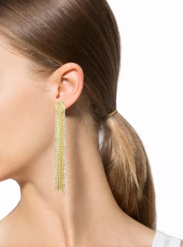 Drop Earrings for Yoga Session -18k Gold Embellished Tassel Statement Earrings