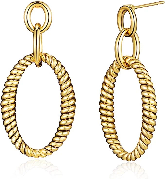 Drop Earrings for Prom Night -18k Gold Textured Drop Earrings