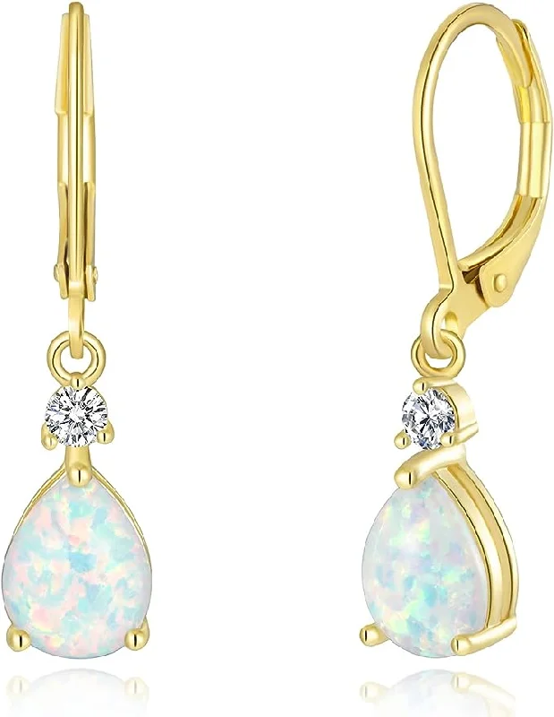 Drop Earrings with Abstract Designs -18k Gold Opal Drop Earrings