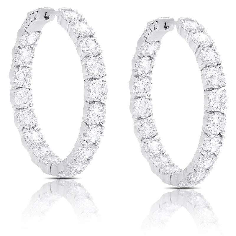 Drop Earrings for Engagement Party -Dolce Giavonna Sterling Silver Cubic Zirconia Hoop Earrings