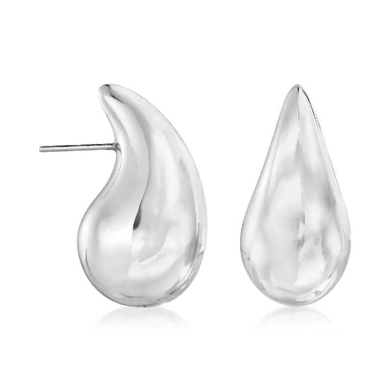 Adjustable Drop Earrings for Custom Fit -Ross-Simons Sterling Silver Large Teardrop Earrings