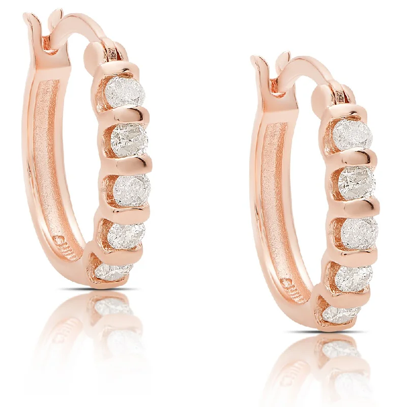 Drop Earrings with Abstract Designs -Finesque Rose Gold Over Sterling Silver 3/4ct TDW Diamond Hoop Earrings