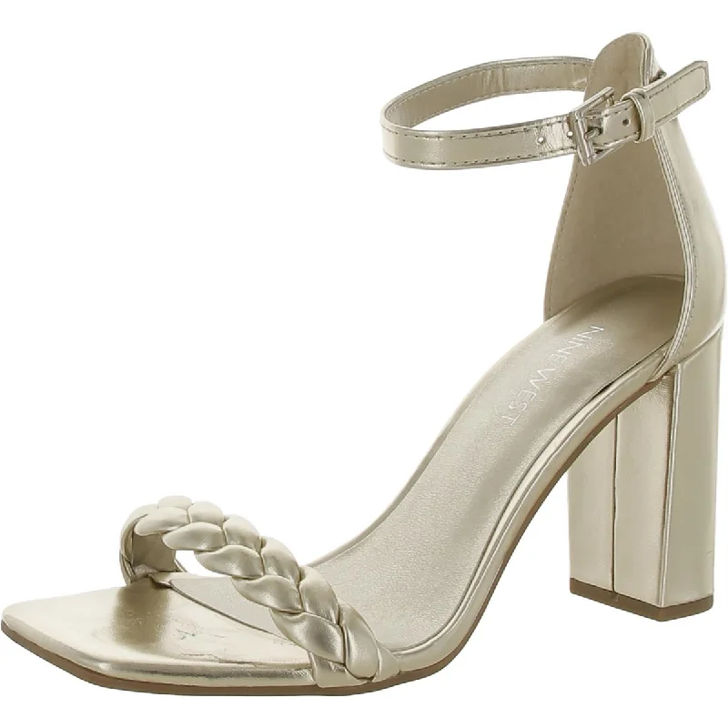 Elegant sandals for evening events with satin finish and embellished details-Nine West Womens Allha 3 Faux Leather Ankle Strap Heels