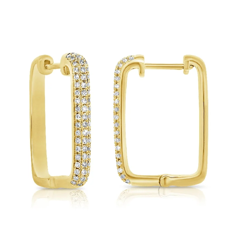 Drop Earrings with Crown Designs -Joelle Collection Diamond Pave Rectangle Hoop Earrings 1/3 ct. t.w. 14K Gold