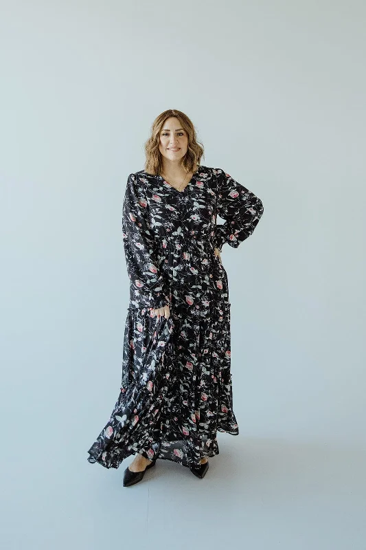 Plus size dresses for outdoor parties stay fun -Comfortable sandals for long beach days -Plus size dresses with peplum style -LONG-SLEEVED BOHO FLOOR LENGTH DRESS IN VINTAGE ROSE