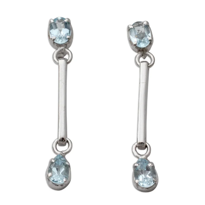 Small Drop Earrings for Delicate -Novica Handmade Blue Junction Topaz Dangle Earrings