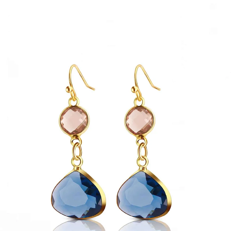 Drop Earrings for Party Look -18K Gold Blue Drop Earrings