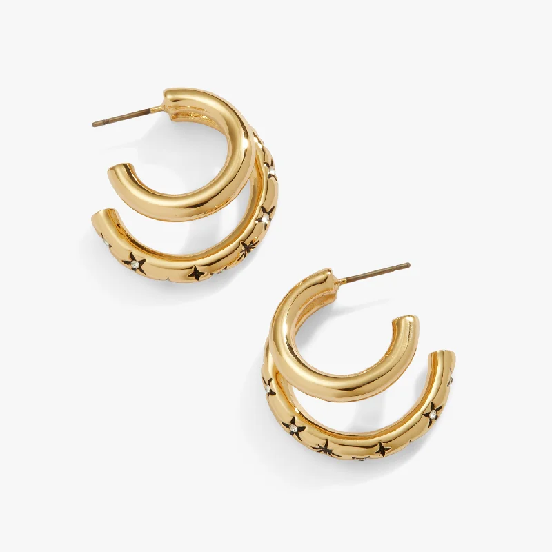 Tarnish Resistant Drop Earrings for Longevity -Stargazer Double Hoop Earrings