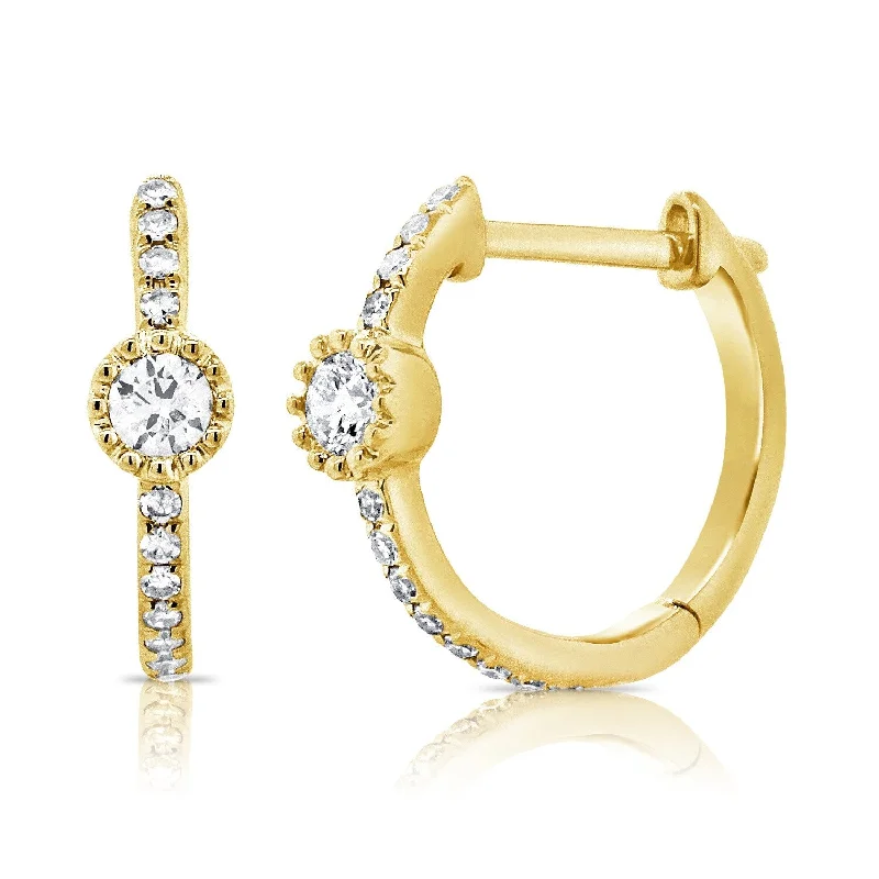 Drop Earrings for Valentine's Day -Joelle Collection Diamond Huggie Earrings 14K Yellow Gold 1/5ct TDW