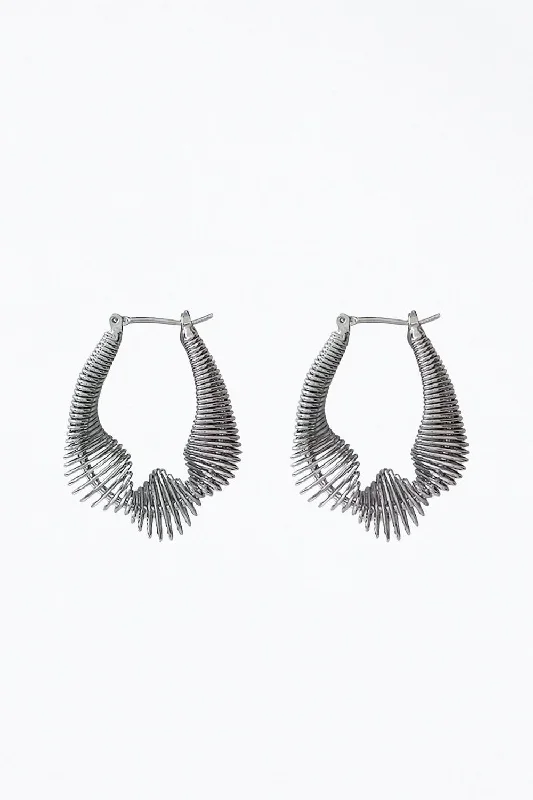 Waterproof Drop Earrings for Outdoor -Metropolis Twisted Hoop Earrings In Silver