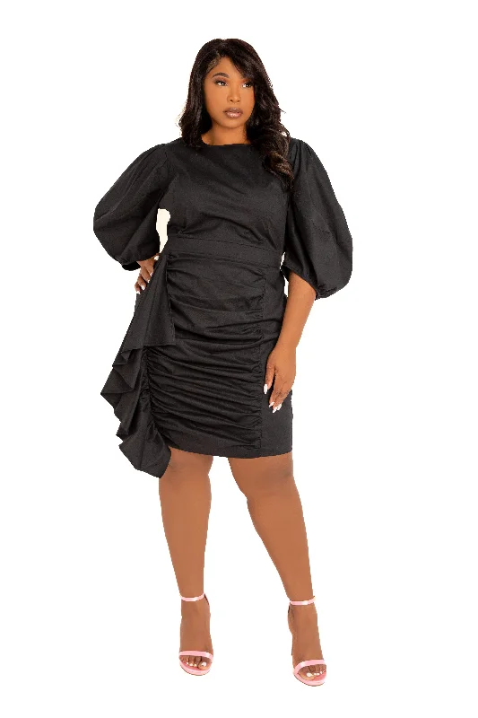 Plus size dresses for bold looks stand out -Sandals with platform soles -Plus size dresses with sequin details -Puff Sleeve Asymmetric Ruffle Mini Dress