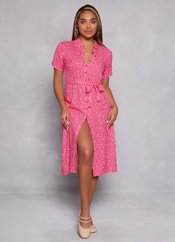 Plus size dresses featuring sequins sparkle subtly -Slip-on sandals for easy wear -Plus size dresses for laid-back looks -Daisy Print Shirt Dress