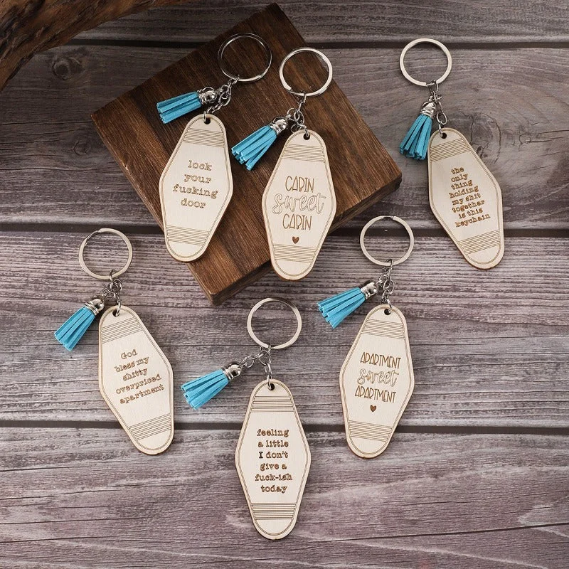 Screw Back Drop Earrings for Security -Wholesale Wooden Tassel English Letter Creative Earrings