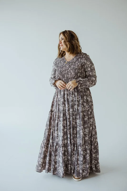 Plus size dresses for bold looks stand out -Sandals with platform soles -Plus size dresses with sequin details -BOHO FLOOR LENGTH FLORAL DRESS IN OPAL GREY