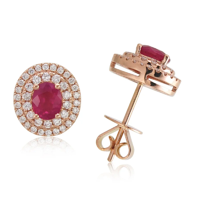 Heavy Duty Drop Earrings for Durability -Joelle Collection Ruby & Diamond 18K Gold Earrings