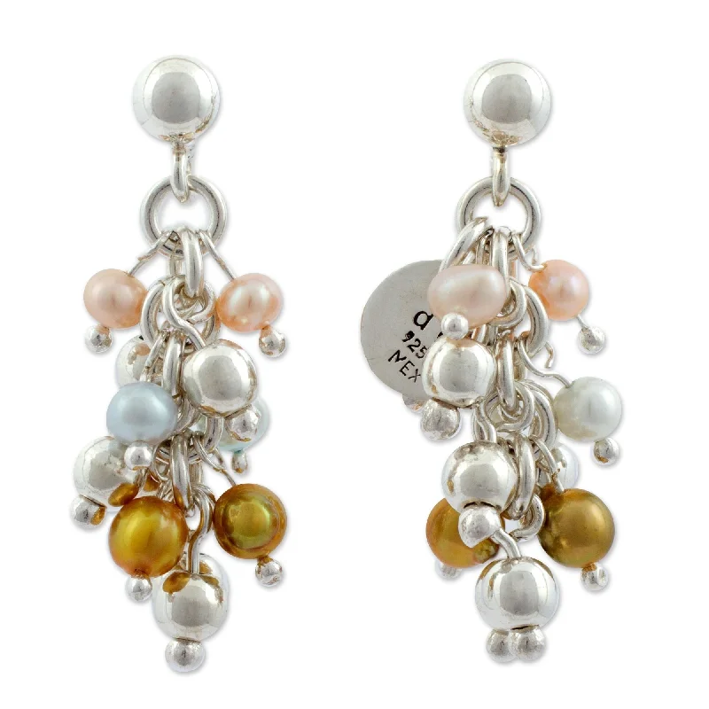 Pearl Drop Earrings for Elegance -Novica Handmade Pearls Dance In The Aztec Sun Pearl Cluster Earrings