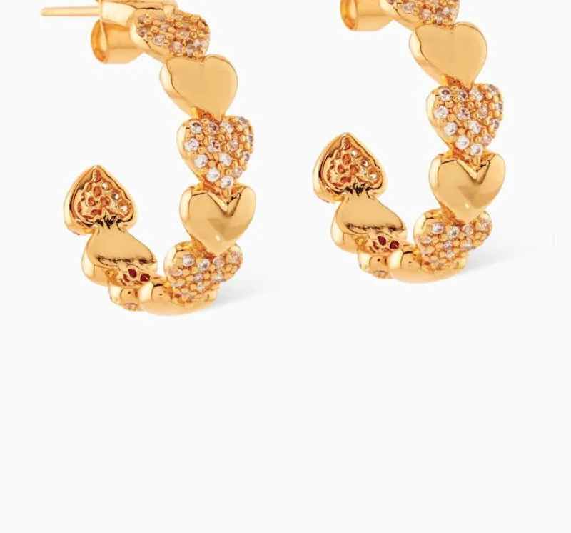 Floral Drop Earrings with Petals -Habibi Heart Hoop Earrings In Gold