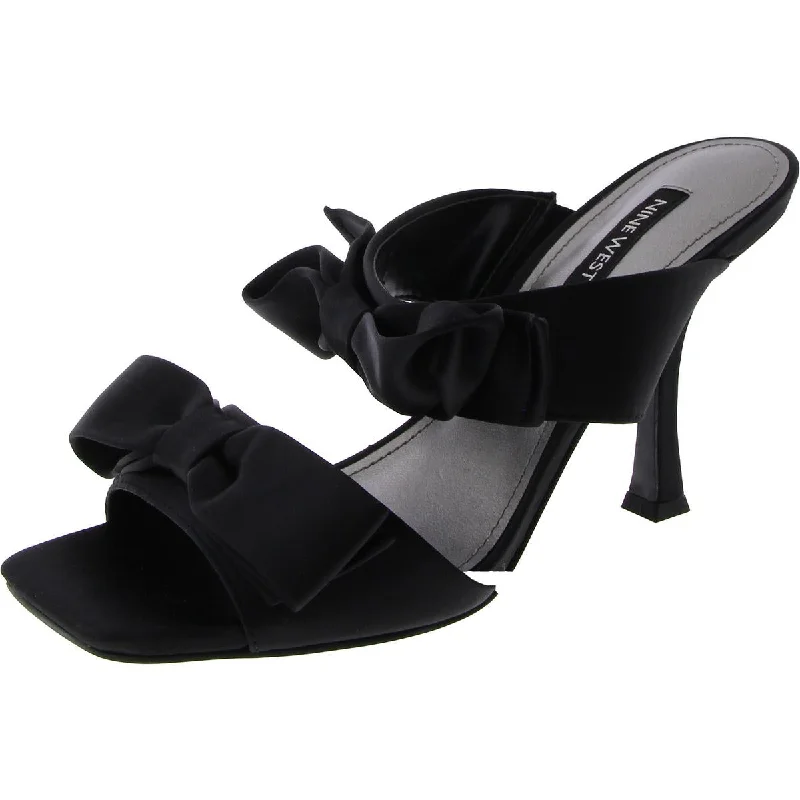 Trendy sandals for men with breathable fabric and adjustable straps for summer wear-Nine West Womens WN Yoloh 2 Satin Bow Heels