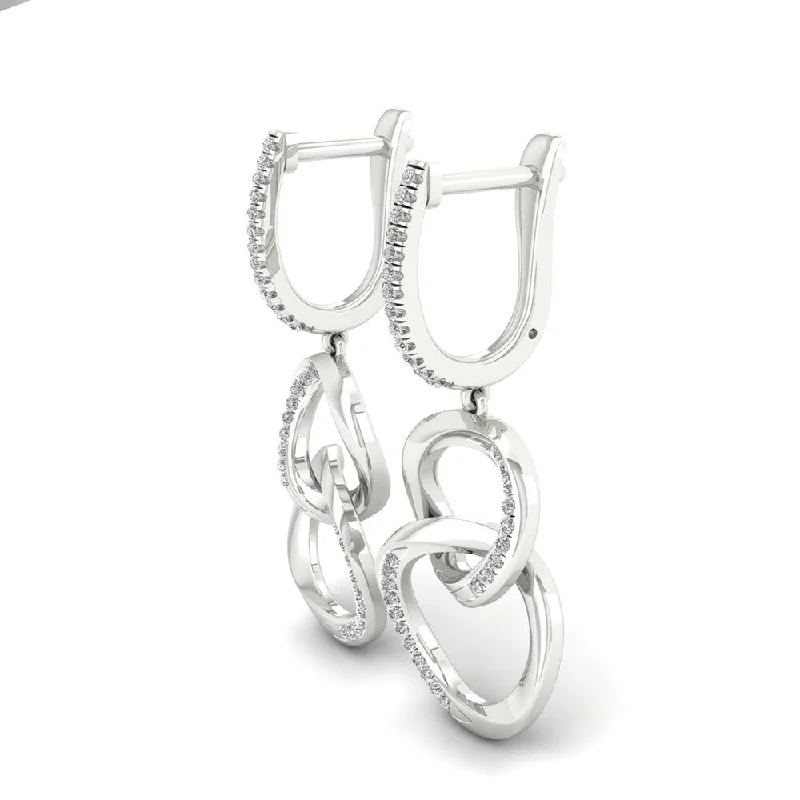 Studded Drop Earrings with Gemstones -Sterling Silver 1/5ct TDW Diamond Dangle Hoop Earrings