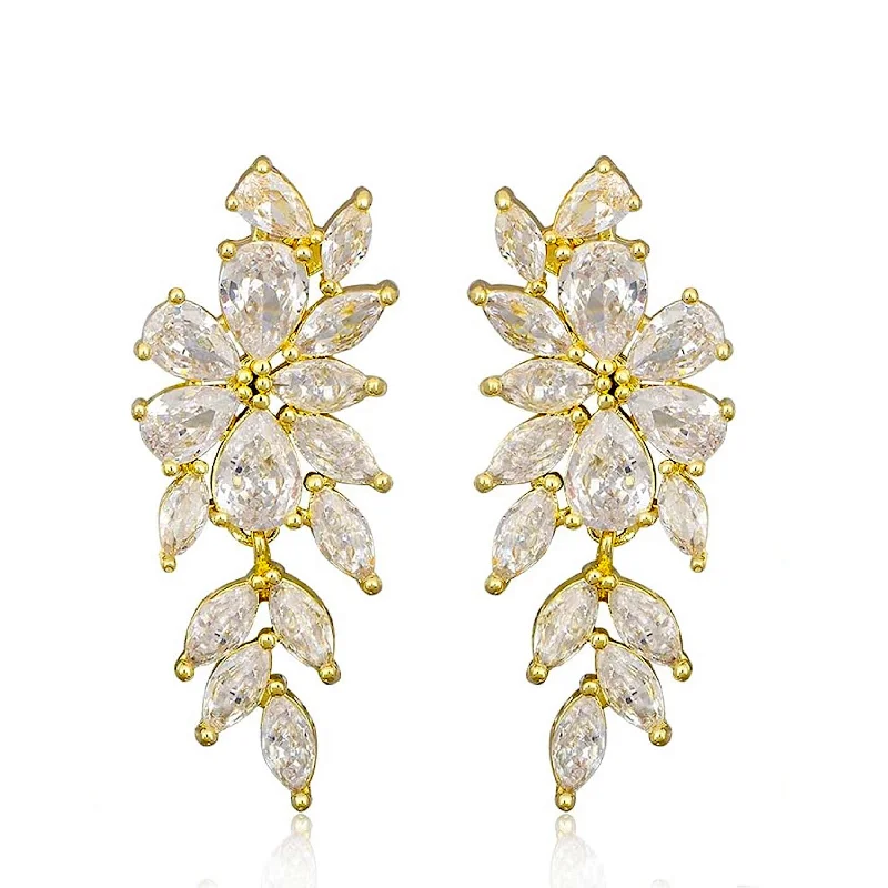 Drop Earrings for Everyday Glamour -18K Gold Marquise Cluster Earrings