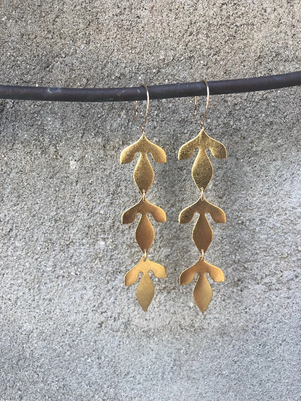 Bohemian Drop Earrings with Tassels -Leafy Vine Earrings