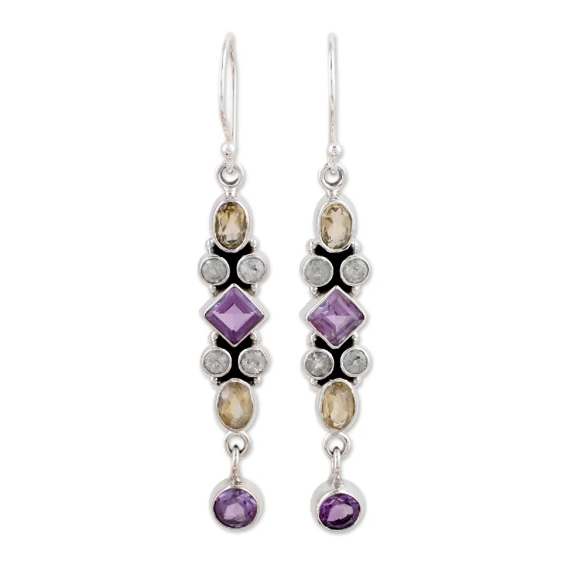 Diamond Drop Earrings for Luxury -Novica Handmade Duchess Amethyst And Citrine Dangle Earrings