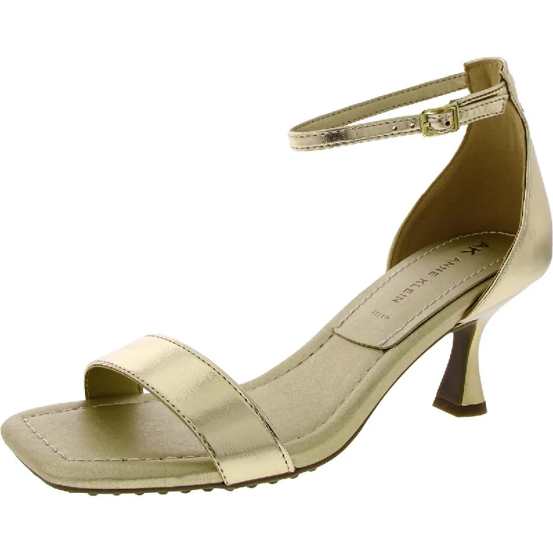 Boho-inspired sandals for women with braided straps and earthy tones-Anne Klein Womens Faux Leather Square Toe Heels