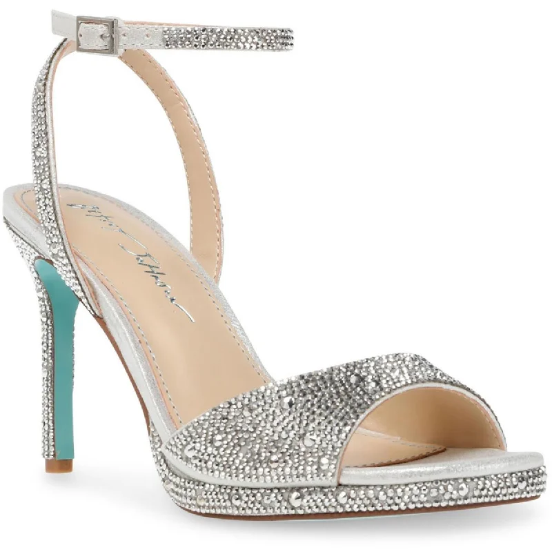 Stylish sandals for women with unique buckle details and flat design-Betsey Johnson Womens Suni Sparkle Ankle Strap Heels