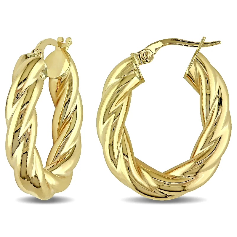 Gemstone and Diamond Drop Earrings for Opulence -Mimi & Max Entwined Hoop Earrings in 10k Polished Yellow Gold