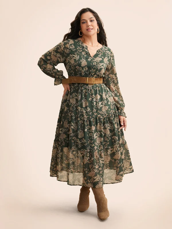 Plus size dresses with sleek lines look modern -Waterproof sandals for women -Plus size midi dresses -Floral Shirred Ruffles See Through Dress