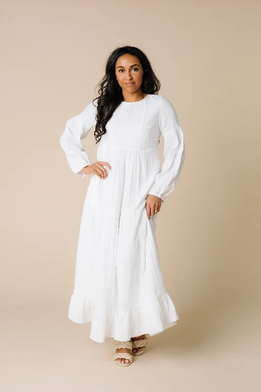 Plus size dresses with durable weaves endure wear -Comfortable sandals with elastic bands -Plus size dresses with button-down style -Citrus Miranda Embroidered White Dress