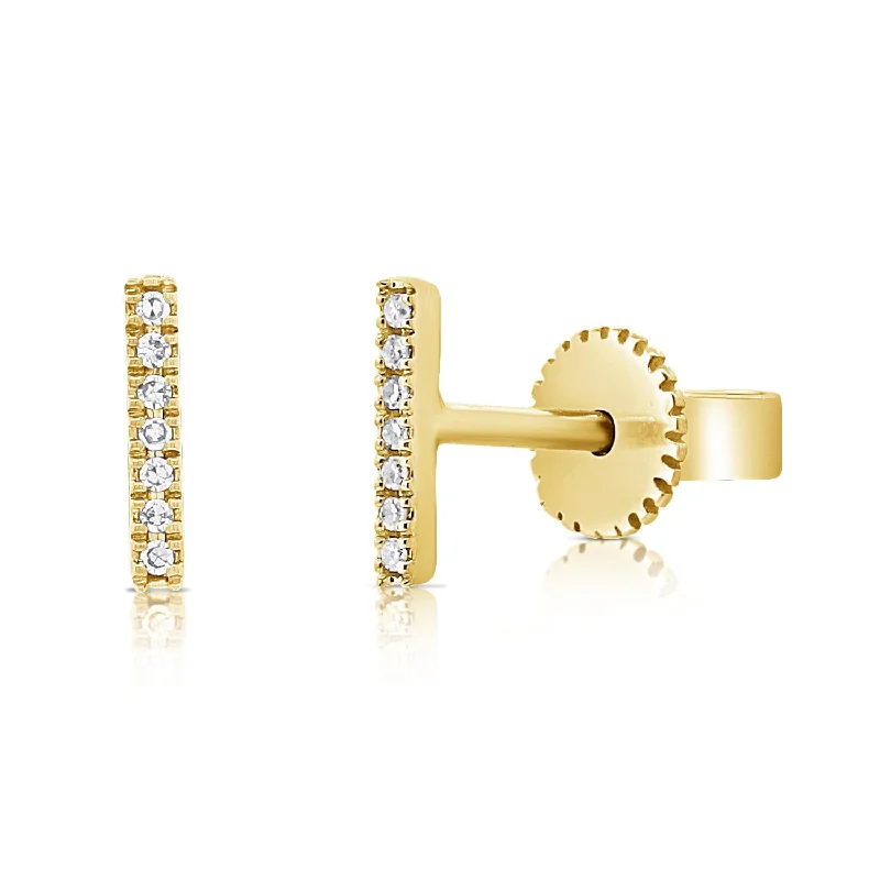 Crystal Drop Earrings for Sparkle -Joelle Collection Diamond Bar Earrings - Diamond Stud with 14K Yellow Gold Available in White, Rose, Yellow Gold -