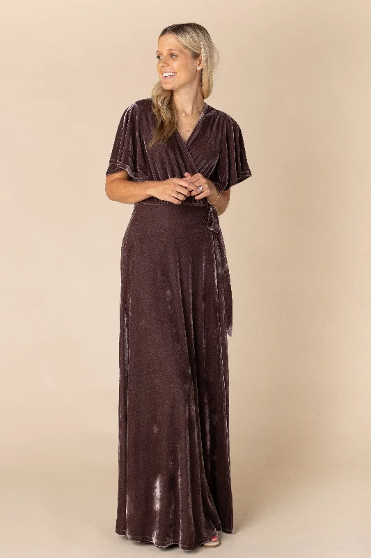 Plus size dresses with lightweight materials feel easy -Waterproof sandals for women -Plus size midi dresses -Arbor Velvet Wrap Maxi - Lt Purple