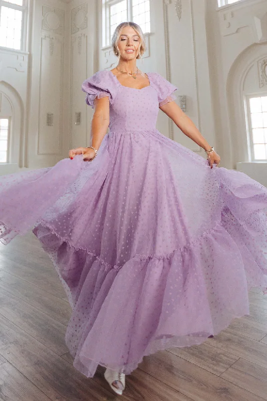 Plus size dresses featuring wrap styles are versatile -Sandals for walking long distances -Plus size long sleeve dresses -Wonderland Dress in Purple Hearts