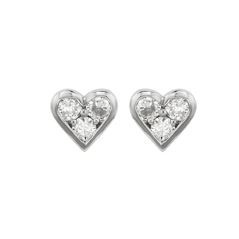 Drop Earrings for Evening Gown -Suzy Levian White 14K White Gold 3/10 Diamond Heart Earrings