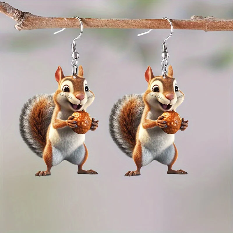 Drop Earrings for Party Look -Wholesale Acrylic Cute Acorn Squirrel Earrings