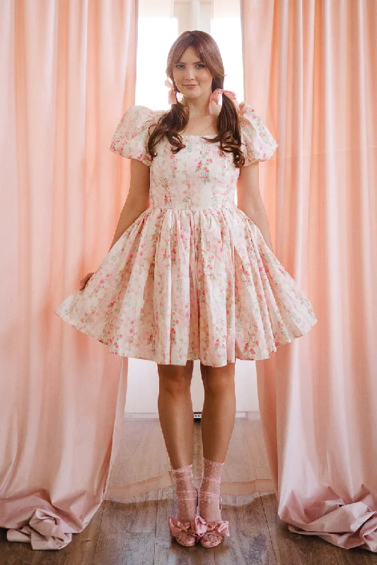 Plus size dresses featuring braided trims are artsy -Sandals with perforated designs -Plus size dresses with floral embroidery -Cupcake Dress in Pink Floral