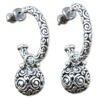 Gothic Drop Earrings with Dark Tone -Sterling Silver 'Ringlets' Dangle Earrings