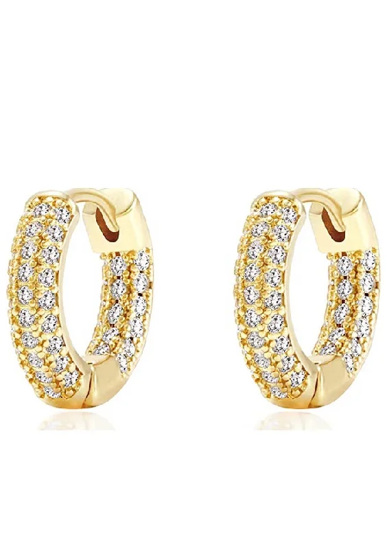 Drop Earrings with Animal Motifs -18K Gold Cz Inside Out Huggie Earrings